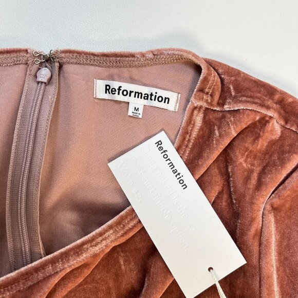 NWT Reformation Brecken Velvet Knit Midi Dress Dusty Pink Size M - Picture 9 of 13